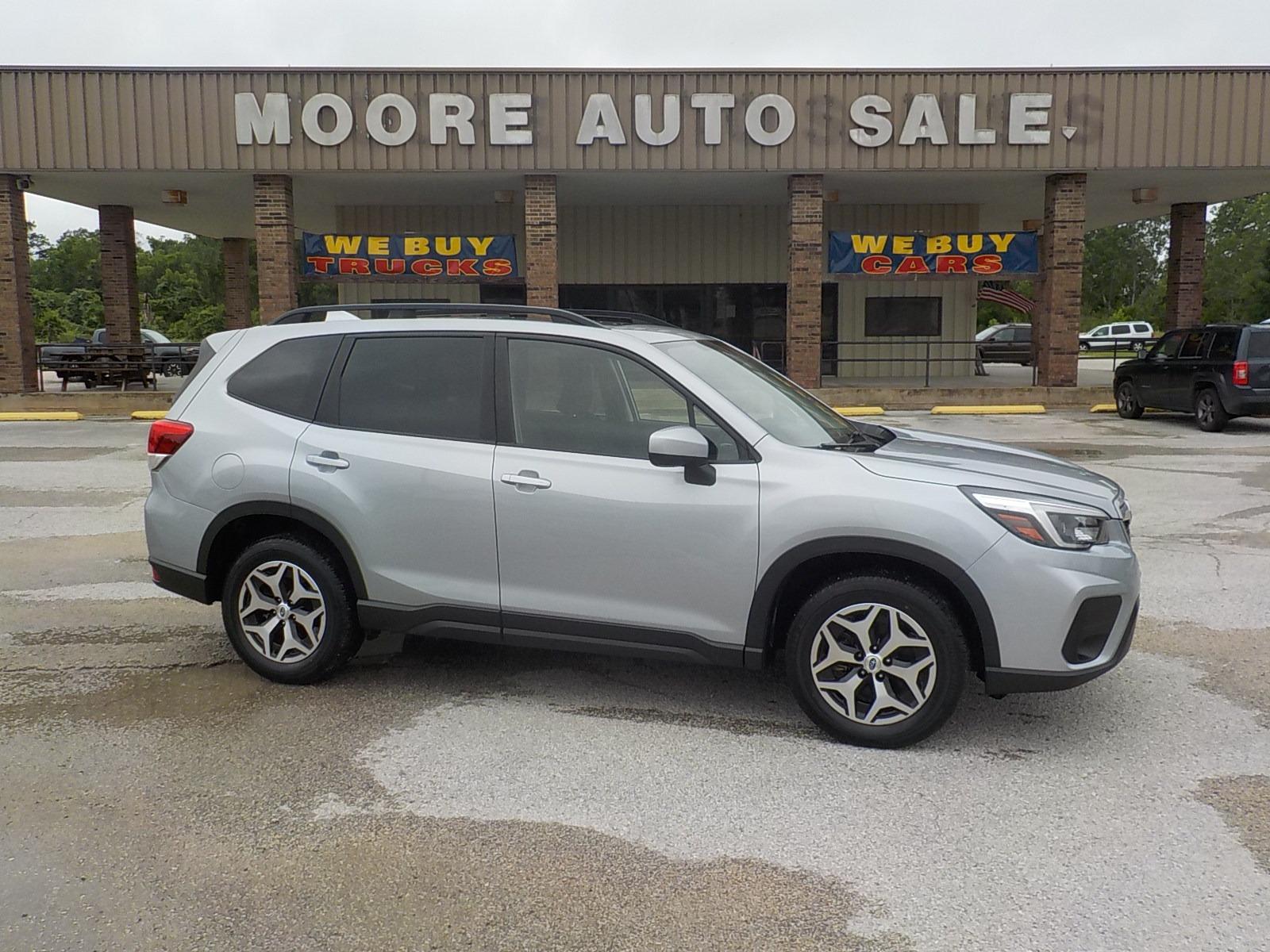2021 Silver /Black Subaru Forester (JF2SKAJC4MH) , Automatic transmission, located at 1617 W Church Street, Livingston, TX, 77351, (936) 327-3600, 30.710995, -94.951157 - This vehicle is just BEGGIING to be taken to the mountains this summer!! Come check it out for yourself! - Photo #0